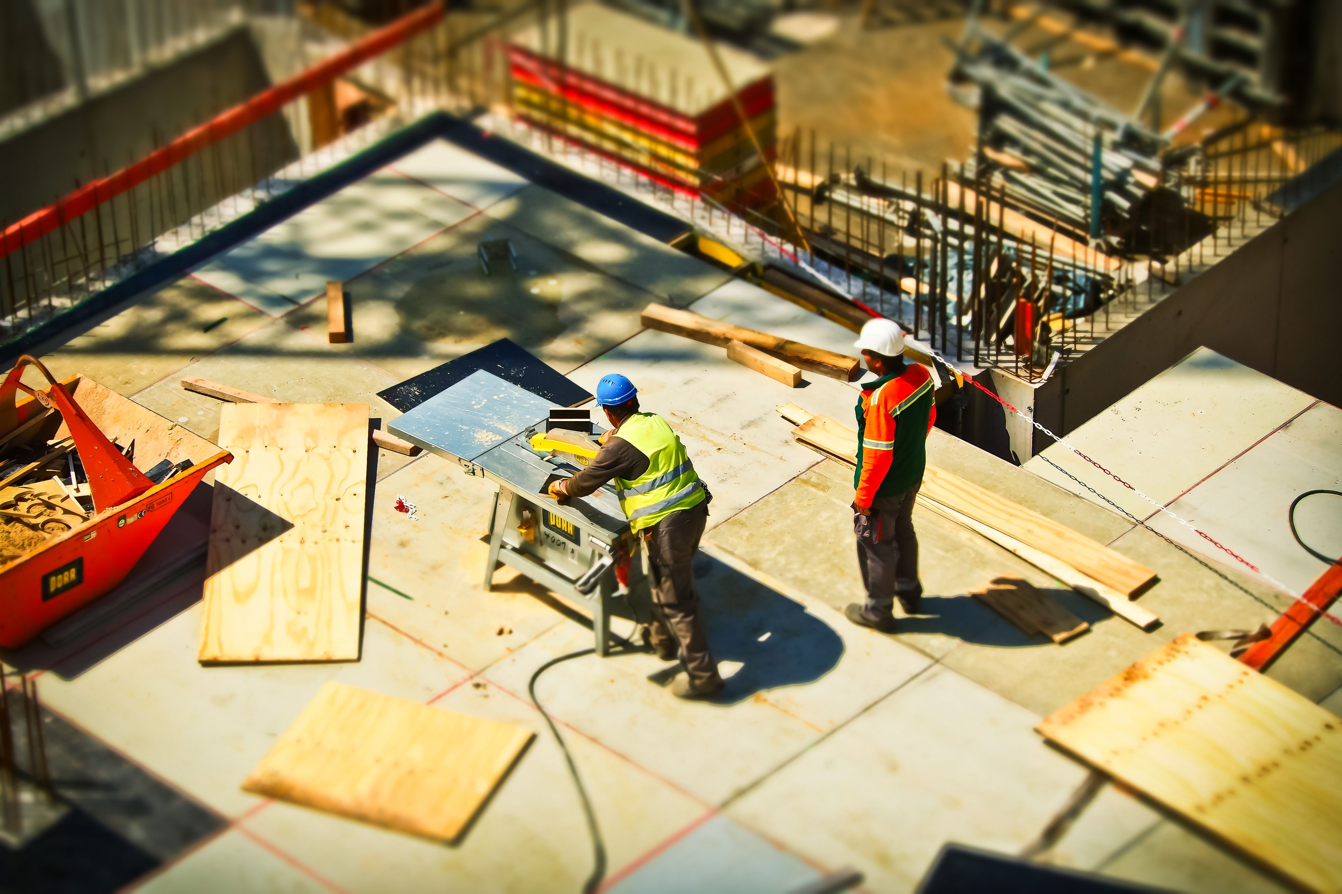 Construction site with professional equipment